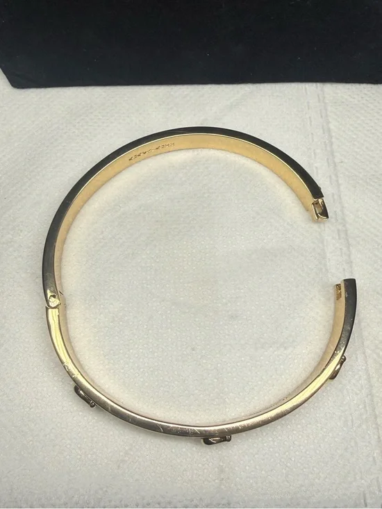 LOWSTART Coach Gold-Tone Red Glitter C Accent Bangle Bracelet w/Dustbag - Picture 8 of 16